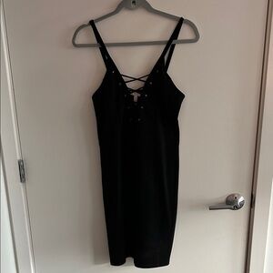 Elegant Black Lace-Up Dress